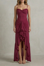 Phoebe – Femininer Rüschenzauber – Ärmelloses High-Low Maxikleid