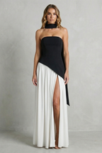Elarisse – Asymmetric drape accent – Strapless formal gown