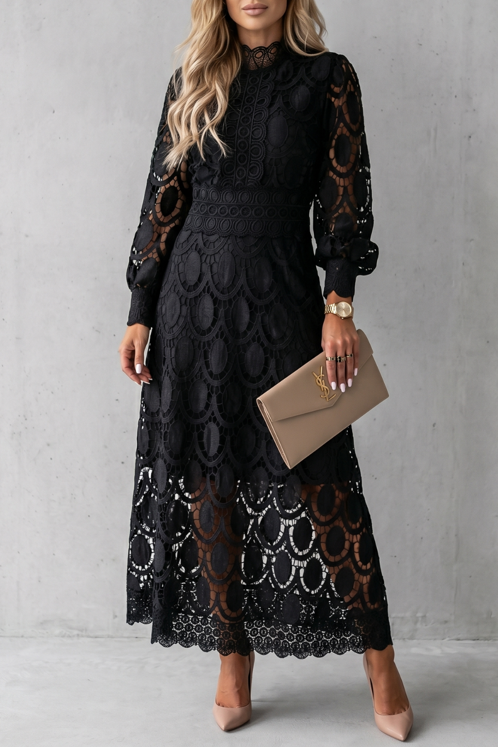 Velmira – Intricate lace elegance – Midi dress