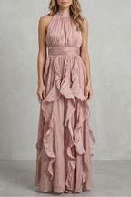 Rosamira – Geraffte Chiffon-Eleganz – Maxikleid