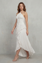 Lavirea – Sculpted pleats – One-shoulder midi dress