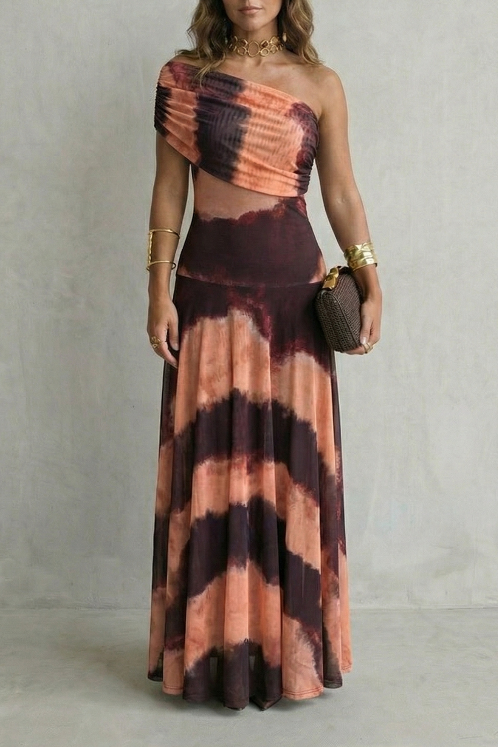 Bellamare – Elegantes, drapiertes Dekolleté – Maxikleid mit One-Shoulder-Träger