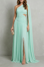 Sylvarine – Ätherischer Chiffon-Drapé – Maxikleid