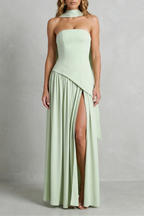 Elarisse – Asymmetric drape accent – Strapless formal gown
