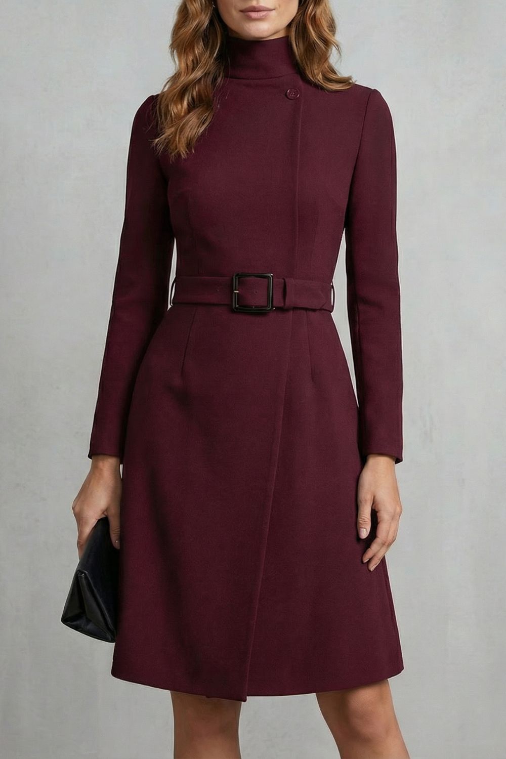 Nivara – Asymmetrischer Gürtel an der Taille – Midi-Kleid in A-Linie
