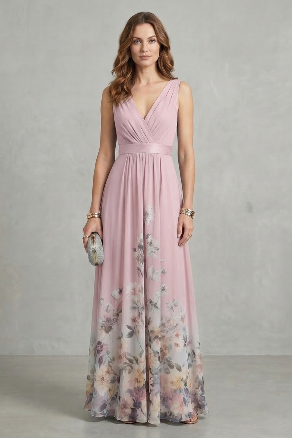 Elarisse – Florale Anmut – Maxikleid mit V-Ausschnitt