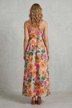 Florielle – Blumen-Charme mit eckigem Ausschnitt – Midikleid