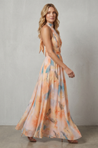 Vivienne – Neckholder-Maxikleid aus Aquarellstoff