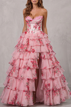 Fleurienne – Mehrlagige Blumen-Couture – Maxikleid