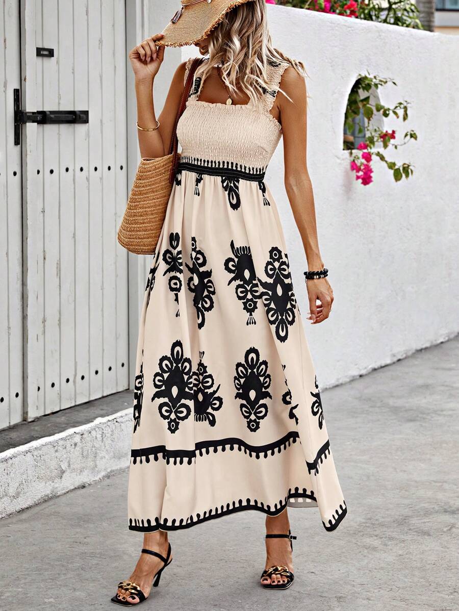 ✨2026 Fashion New 50% OFF💝Womens Casual Sleeveless Square Neck Floral Aline Smocked Dresses with Pockets