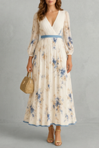 Esméline – Romantische Plissees – Florales Maxikleid