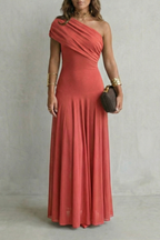 Bellamare – Elegantes, drapiertes Dekolleté – Maxikleid mit One-Shoulder-Träger