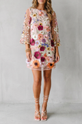 Dahlienne – Embroidered floral allure – Mini dress