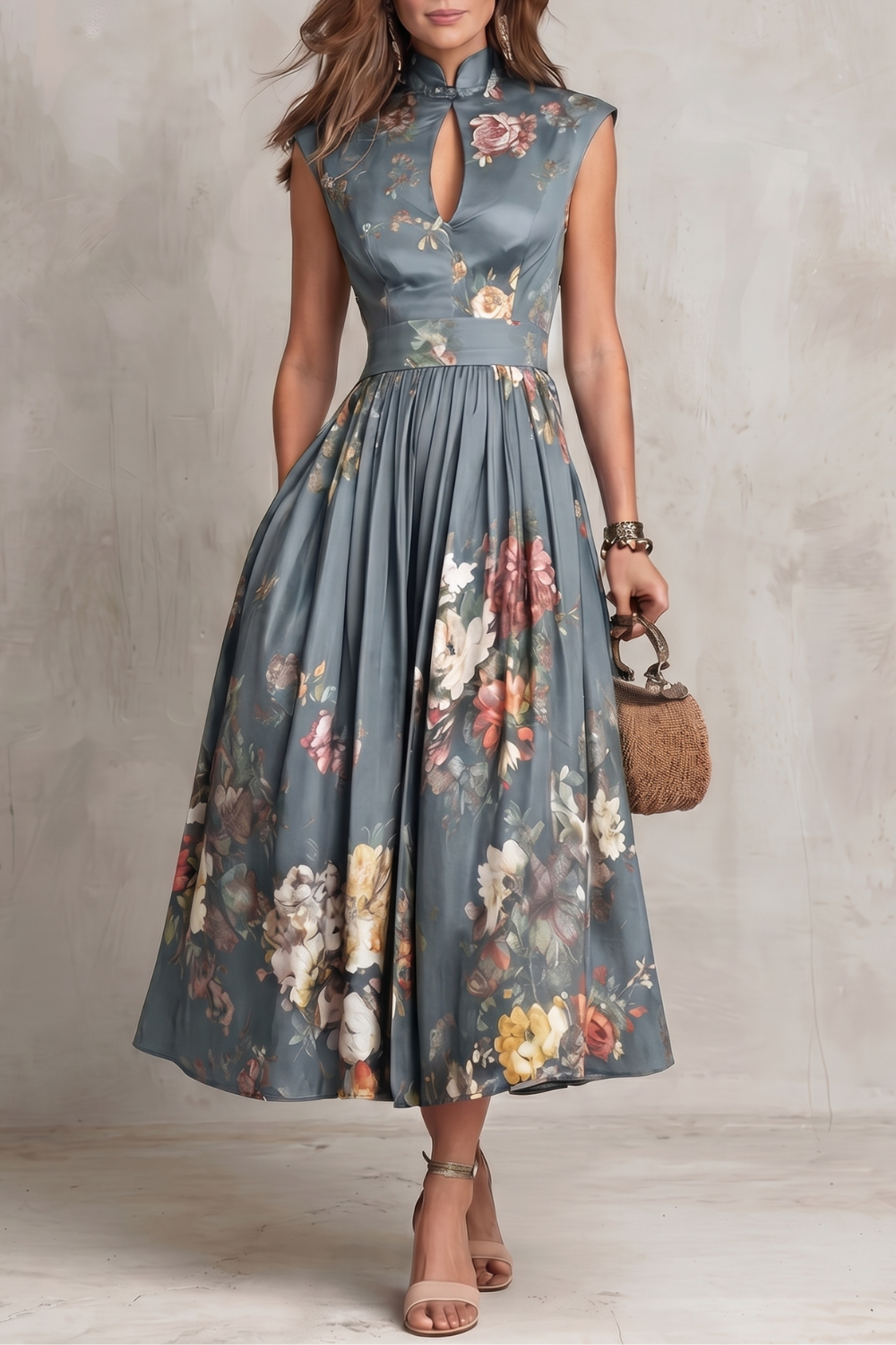 Noirelle – Vintage floral elegance – Midi dress