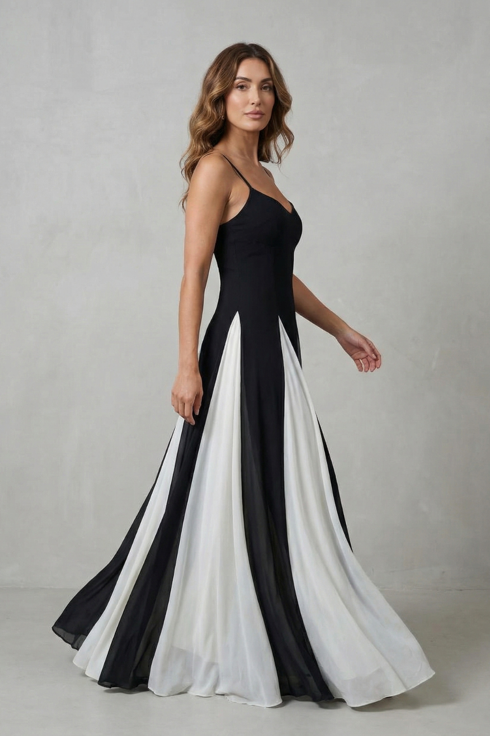 Lovie – Moderner Kontrast – Elegantes Maxikleid für Damen