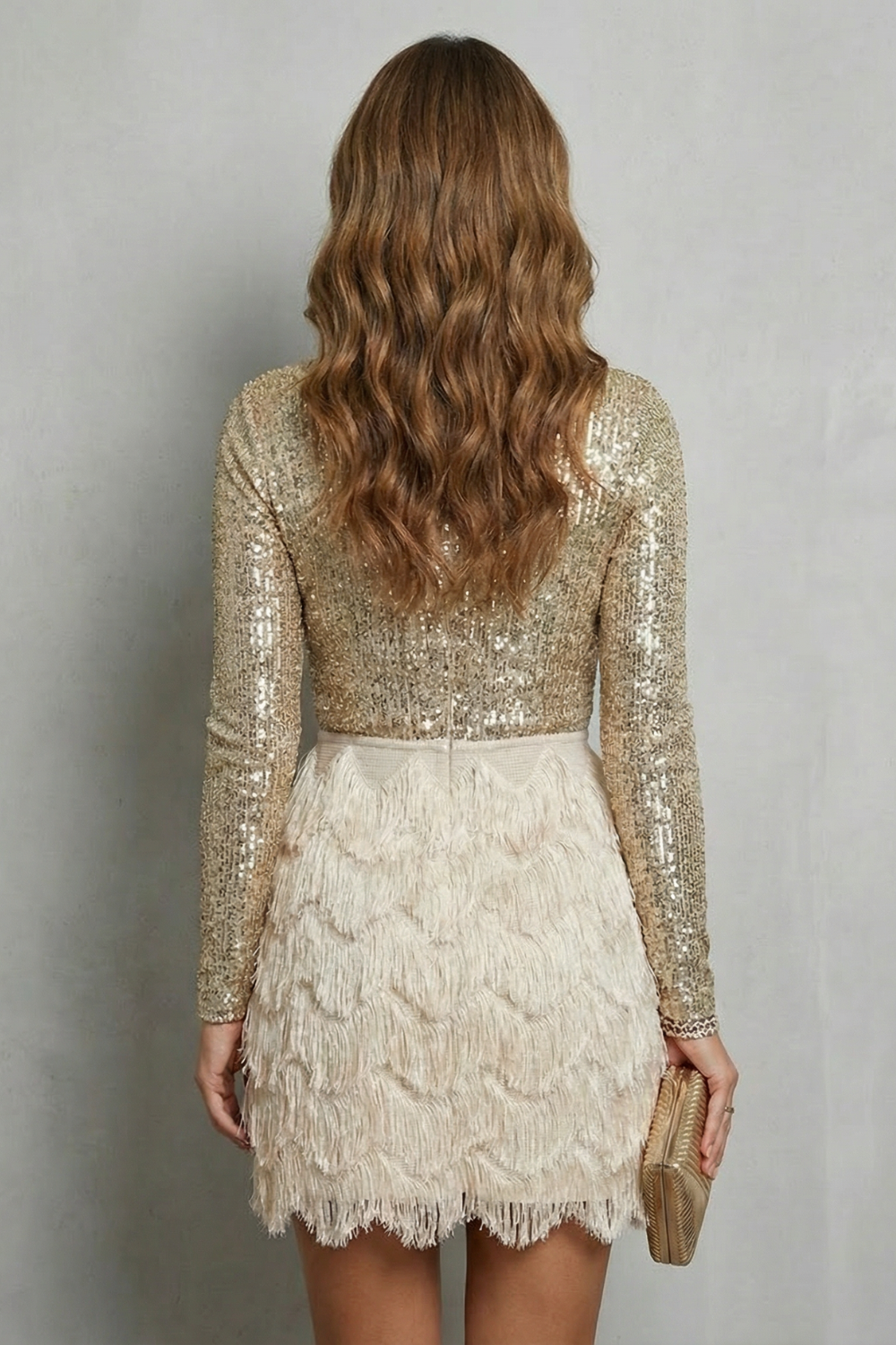 Harlisse – Langärmliges Pailletten-Glamour – Minikleid