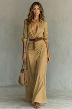 Azura – Button-down wrap dress – Belted maxi dress