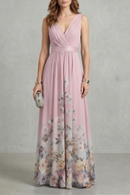 Elarisse – Florale Anmut – Maxikleid mit V-Ausschnitt