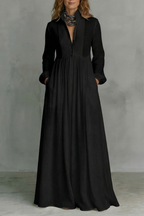 Lunarelle – Timeless minimalism – Mao collar maxi dress