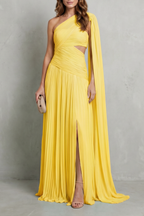 Sylvarine – Ätherischer Chiffon-Drapé – Maxikleid