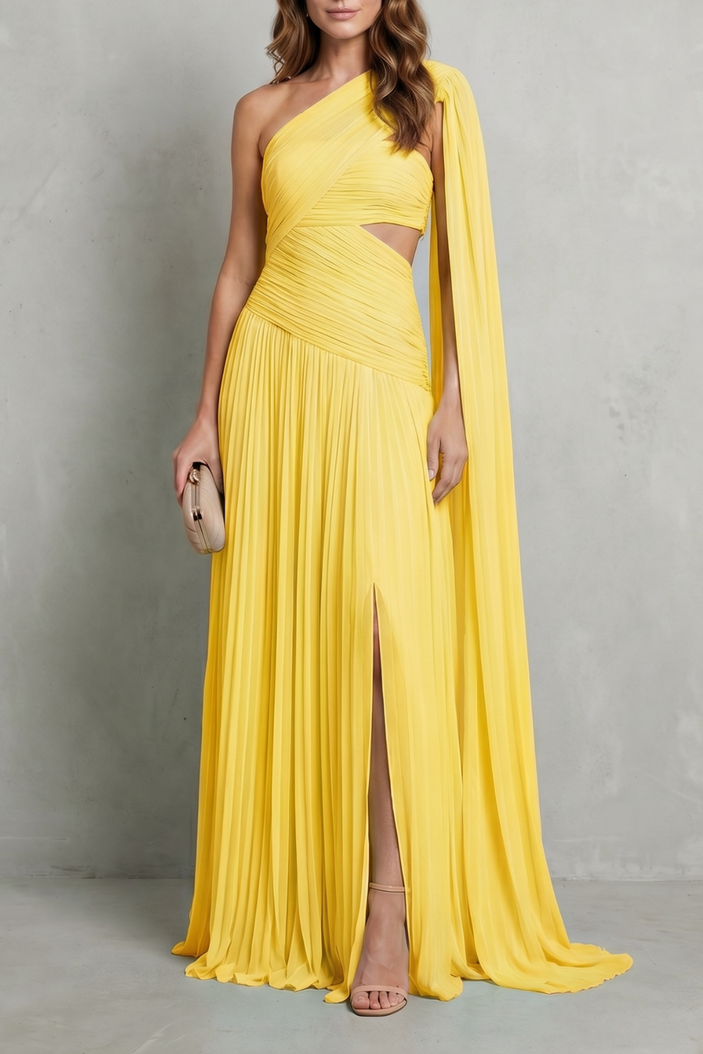 Sylvarine – Ätherischer Chiffon-Drapé – Maxikleid