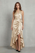 Noctavelle – Satin drapierte Silhouette – Langes Abendkleid