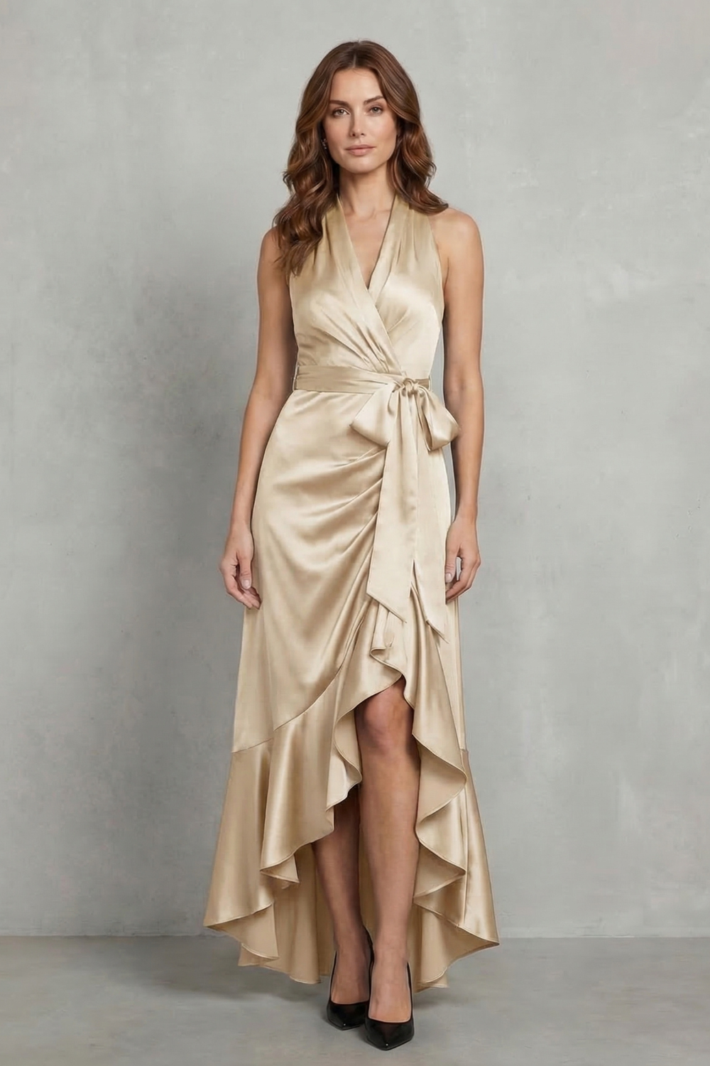 Noctavelle – Satin drapierte Silhouette – Langes Abendkleid