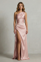 Seraphina – Flüssige Satin-Verführung – One-Shoulder Maxikleid
