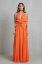 Marlowe – Sunset Romance – Maxikleid für Damen mit Neckholder und Rüschen im A-Linien-Schnitt