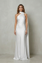Orlianne – Drapierter Wasserfallausschnitt – Meerjungfrauenkleid aus Satin