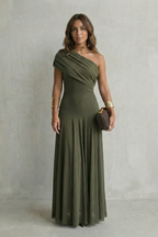 Bellamare – Elegantes, drapiertes Dekolleté – Maxikleid mit One-Shoulder-Träger