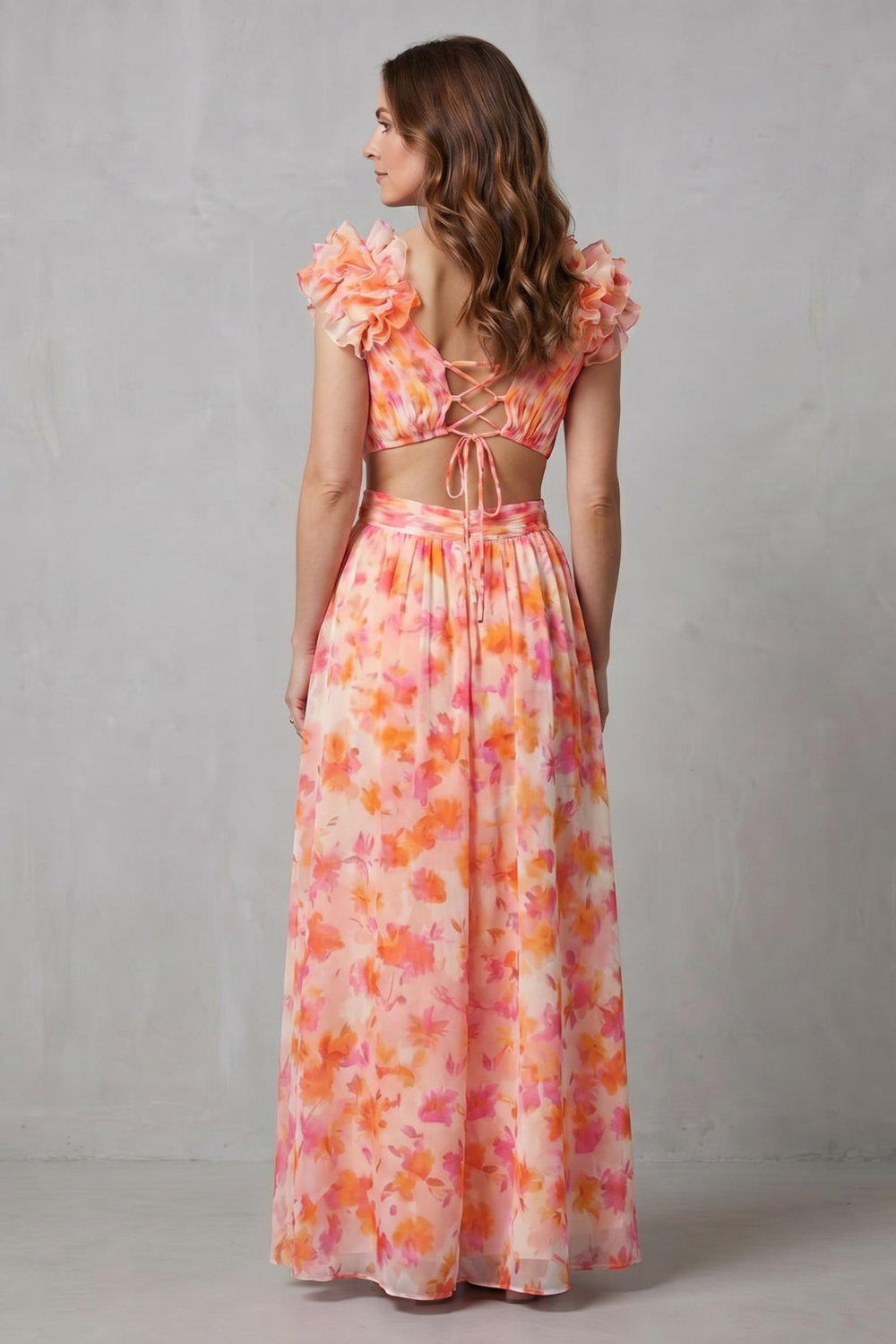 Elizara – Gerüschte Blumenromantik – Maxikleid