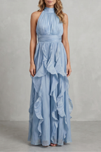 Rosamira – Geraffte Chiffon-Eleganz – Maxikleid