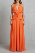 Marlowe – Sunset Romance – Maxikleid für Damen mit Neckholder und Rüschen im A-Linien-Schnitt