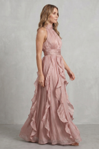 Rosamira – Geraffte Chiffon-Eleganz – Maxikleid