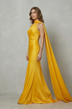 Orlianne – Drapierter Wasserfallausschnitt – Meerjungfrauenkleid aus Satin