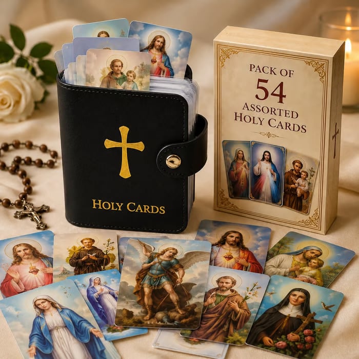 ✝🙏Katholischer Heiligenkartenhalter aus Kunstleder – Taschen-Gebetskartenorganizer mit Druckknopfverschluss