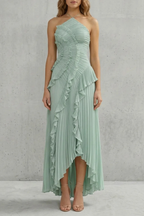 Lavirea – Sculpted pleats – One-shoulder midi dress