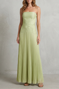 Skyelle – Plissierte trägerlose Eleganz – Maxikleid