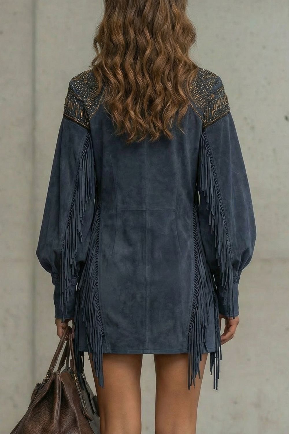 Calvetta – Bestickte Fransen – Tunika-Minikleid
