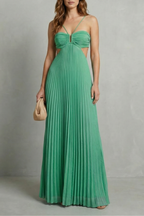 Luellara – Pleated halter elegance – Maxi dress