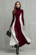 Mariveille – Geformter Kontrastfluss – Rollkragenkleid