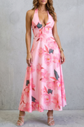 Florévia – Rückenfreie florale Eleganz – Maxikleid