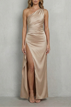 Scarlette – Liquid satin drape – One-shoulder evening gown