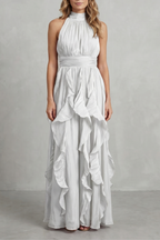 Rosamira – Geraffte Chiffon-Eleganz – Maxikleid