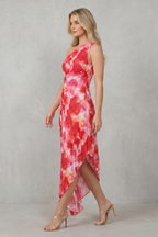 Juniper – Bold bloom – Bedrucktes asymmetrisches Maxikleid für Damen