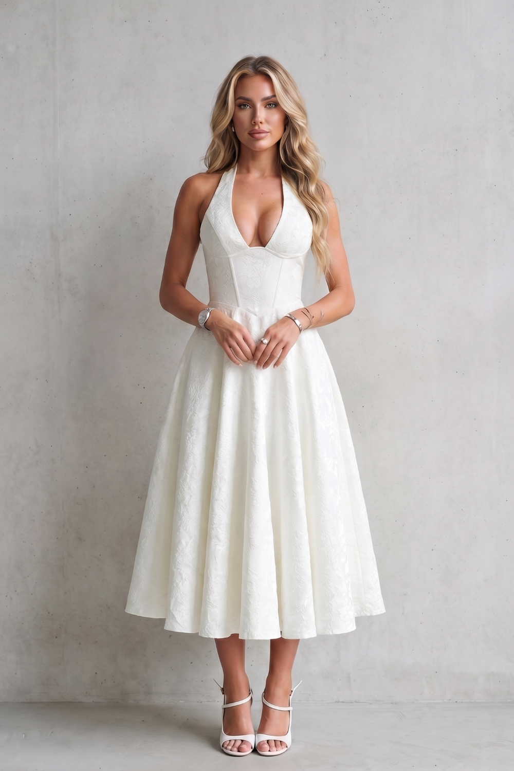 Rosalune – Trägerkleid mit floraler Eleganz – Midikleid