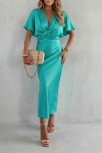 Satinéa – Eleganz mit Knotendetail an der Taille – Midikleid