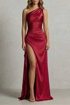 Seraphina – Flüssige Satin-Verführung – One-Shoulder Maxikleid