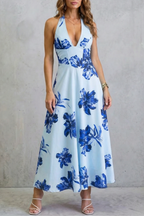 Florévia – Rückenfreie florale Eleganz – Maxikleid